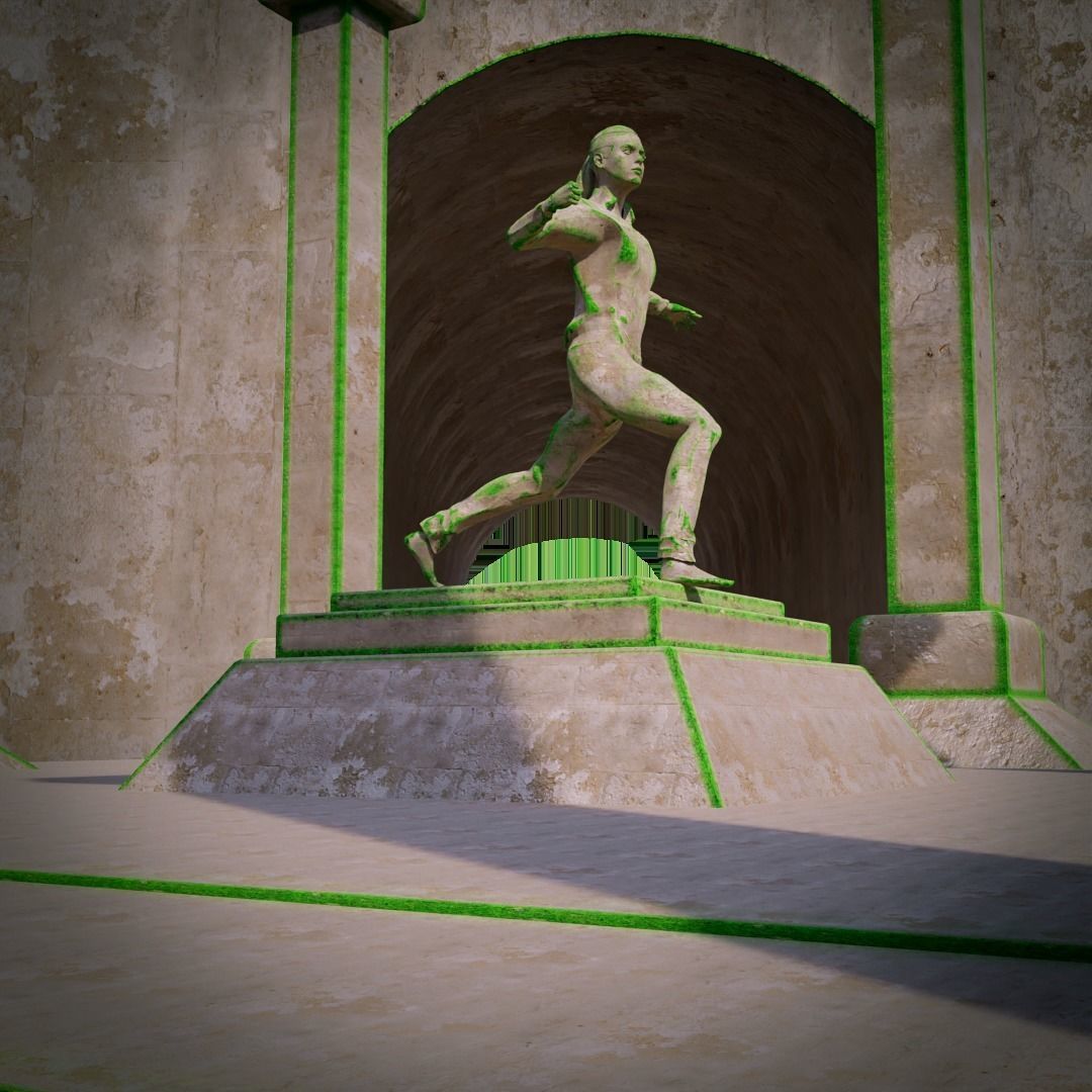 strong woman statue  a sculpture Low-poly 3D model_4