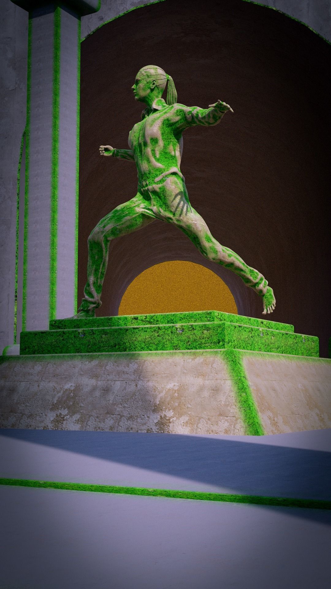 strong woman statue  a sculpture Low-poly 3D model_1