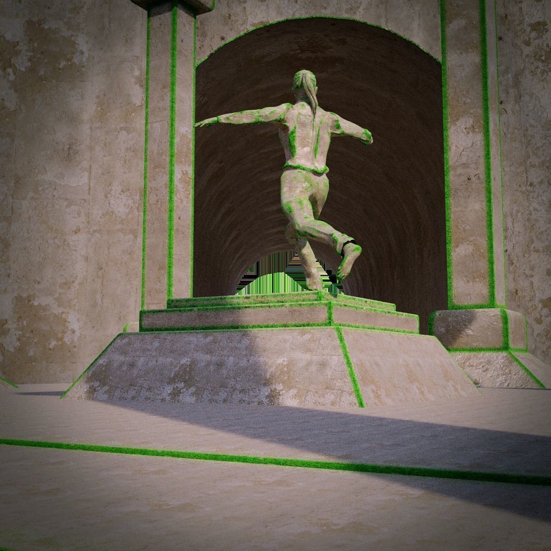 strong woman statue  a sculpture Low-poly 3D model_7