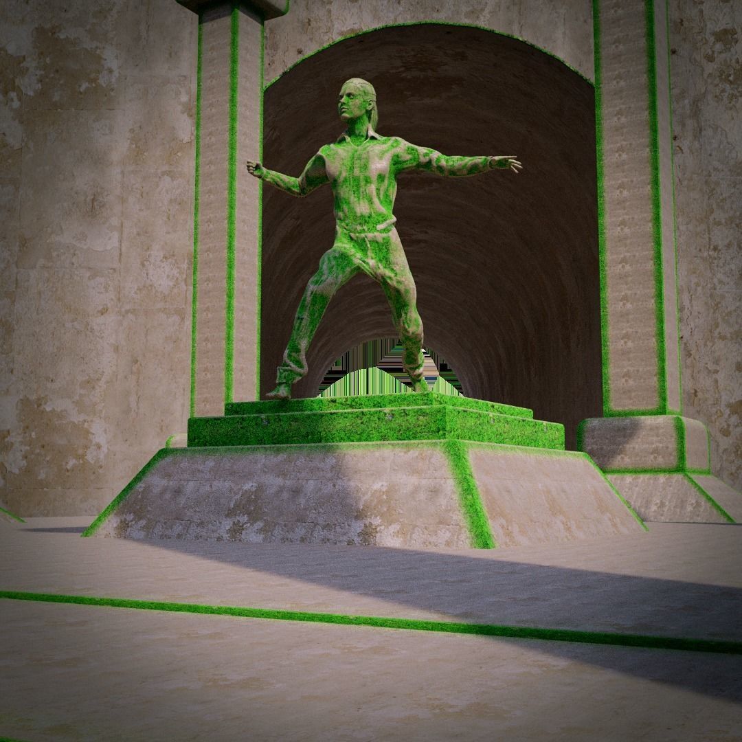 strong woman statue  a sculpture Low-poly 3D model_2