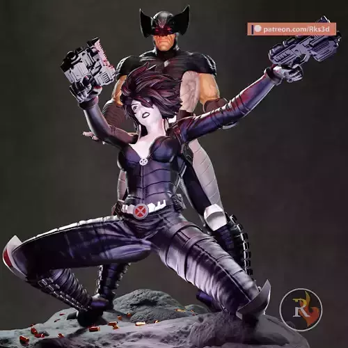Wolverine X Domino 3D print model