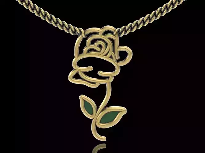 Rose pendant gold jewelry printable 3D model 3D print model
