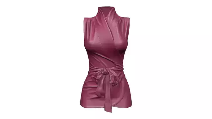 Sleeveless Wrapped Top With Bow Belt