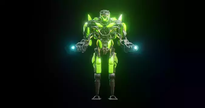 High poly sci-fi photorealistic robot 3D model