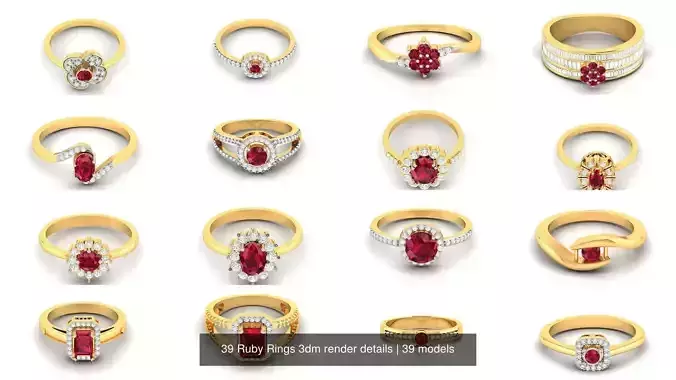 39 Ruby Rings 3dm render details