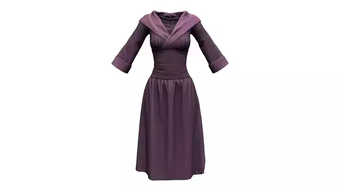 Wrapped Neck Long Skirt Coat Dress