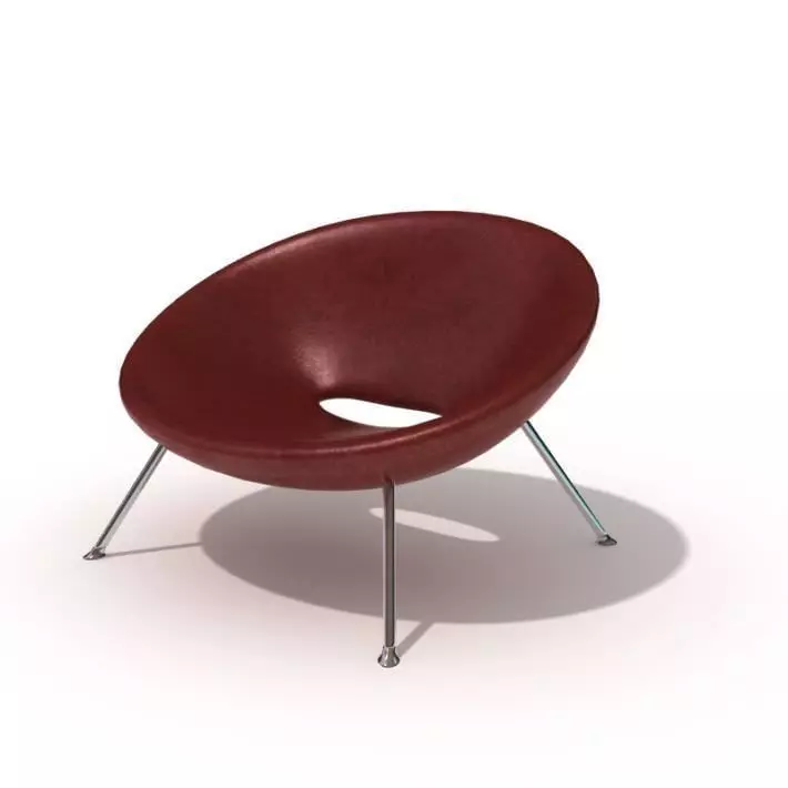 Retro Red Armchair 3D model_0