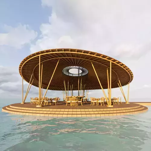 Restaurant bamboo umbrella 3D model