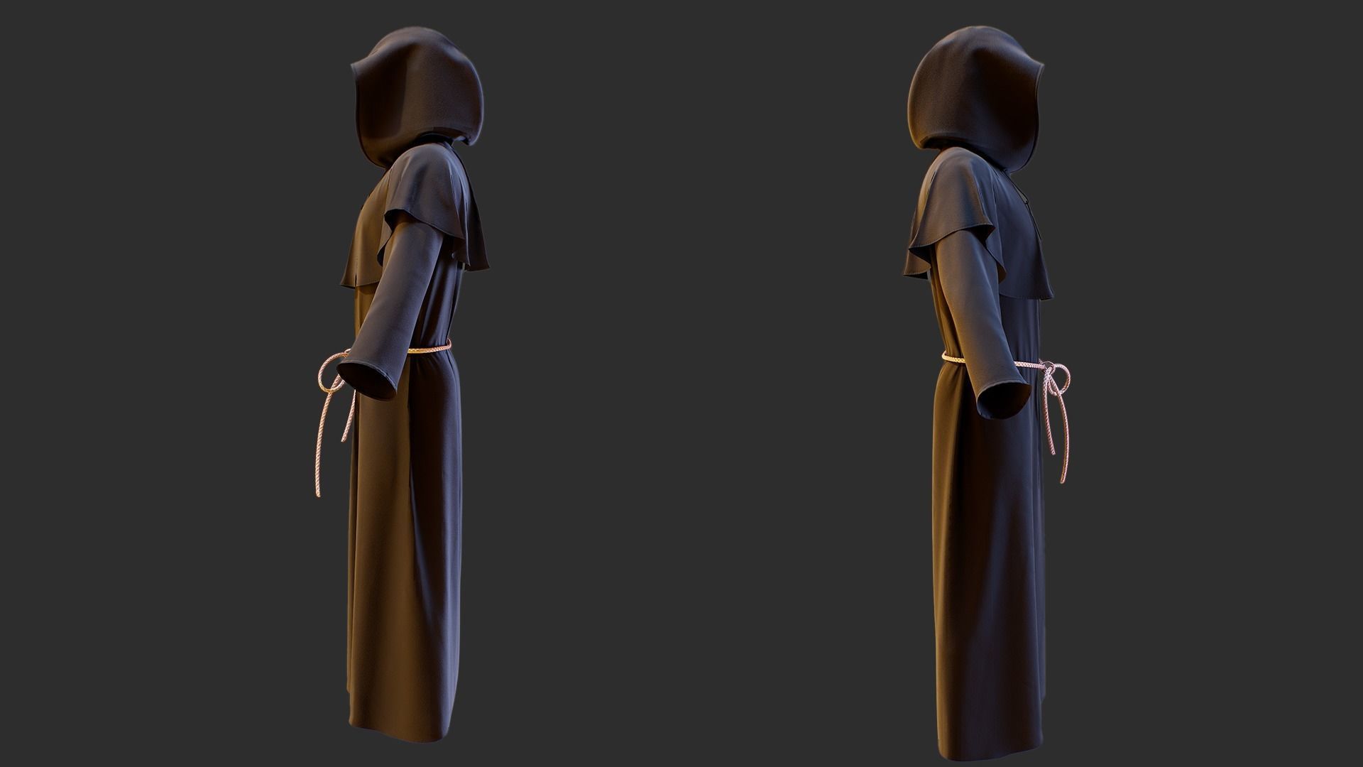 Medieval Priest Costume Low-poly 3D model_6