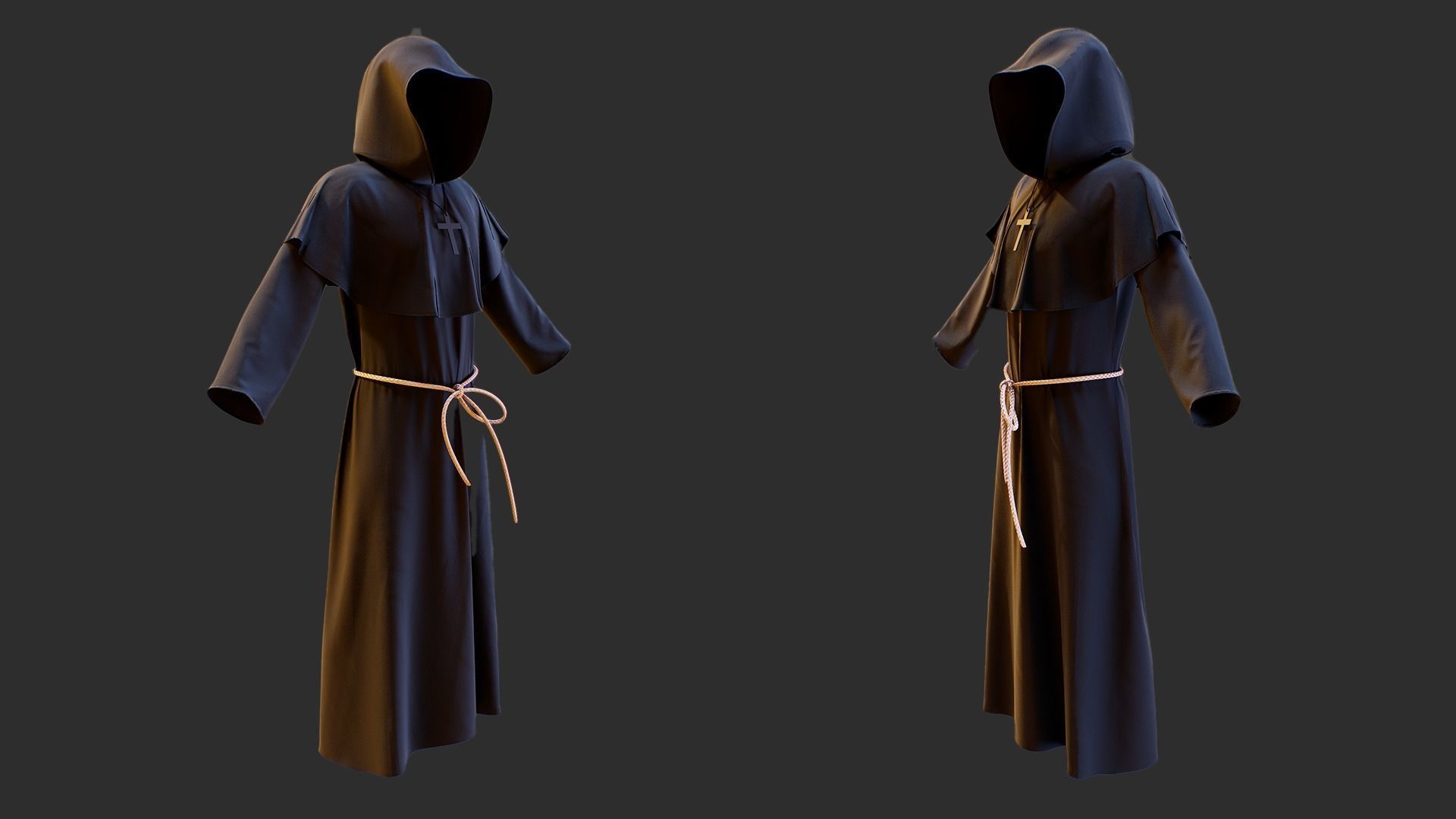 Medieval Priest Costume Low-poly 3D model_4
