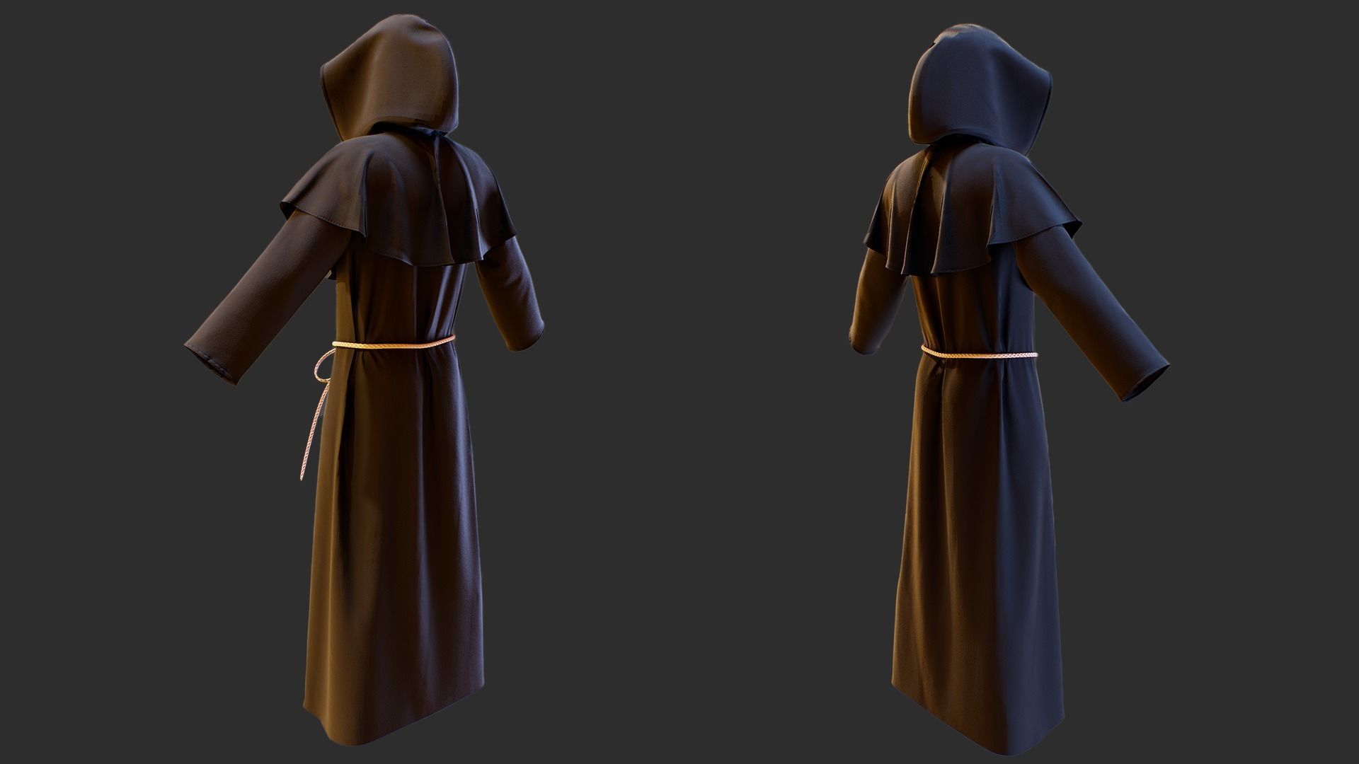 Medieval Priest Costume Low-poly 3D model_5