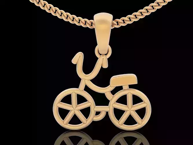 Bicycle pendant gold printable jewelry 3D model