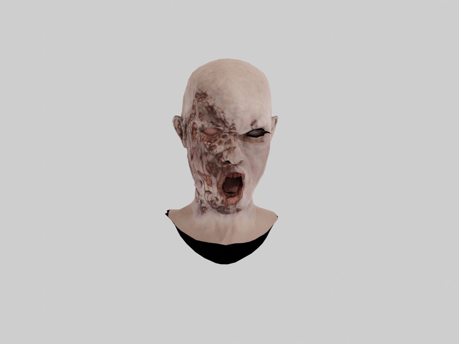 2 Realistic Zombi Head Models Male and Female 3D model_2