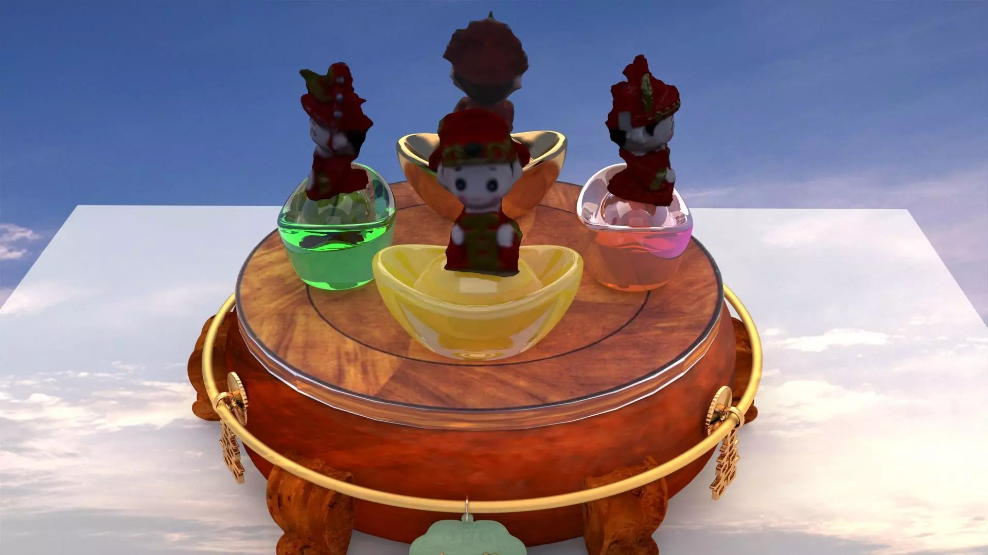 Chinese wedding doll 3D model_0