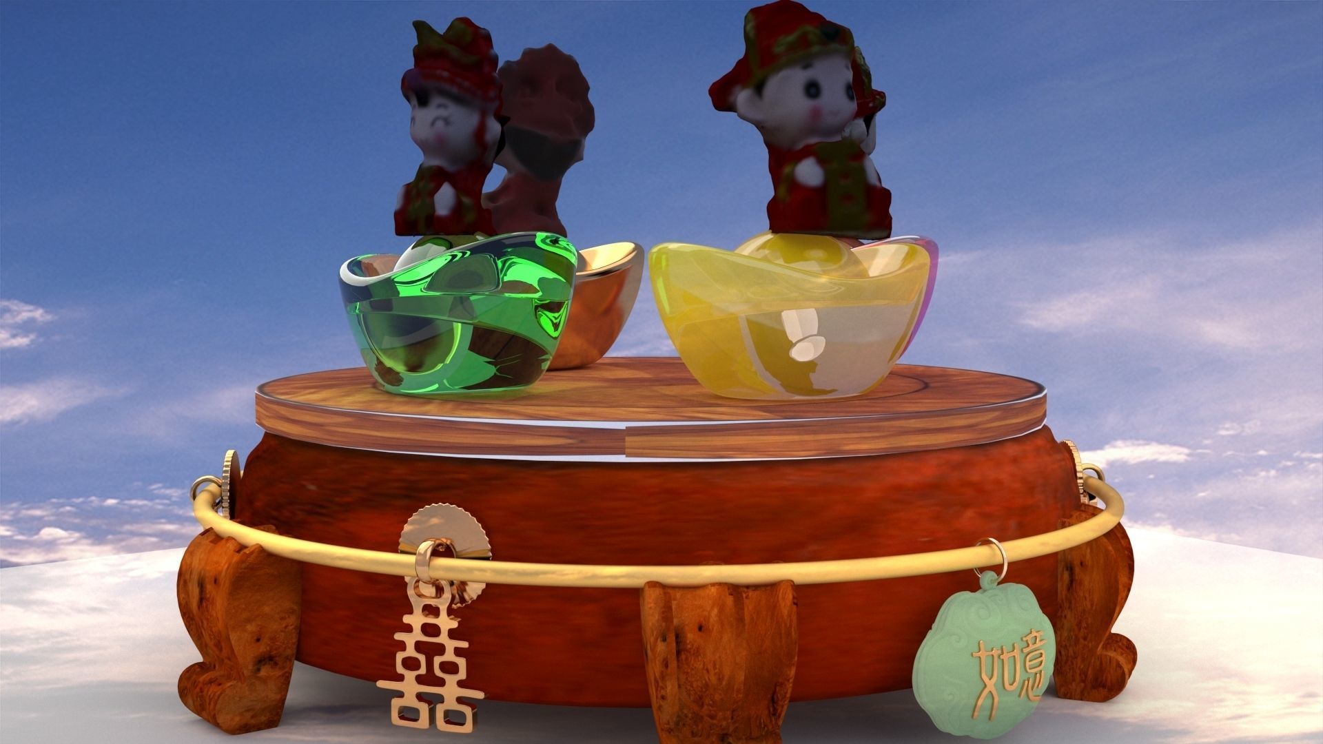 Chinese wedding doll 3D model_3