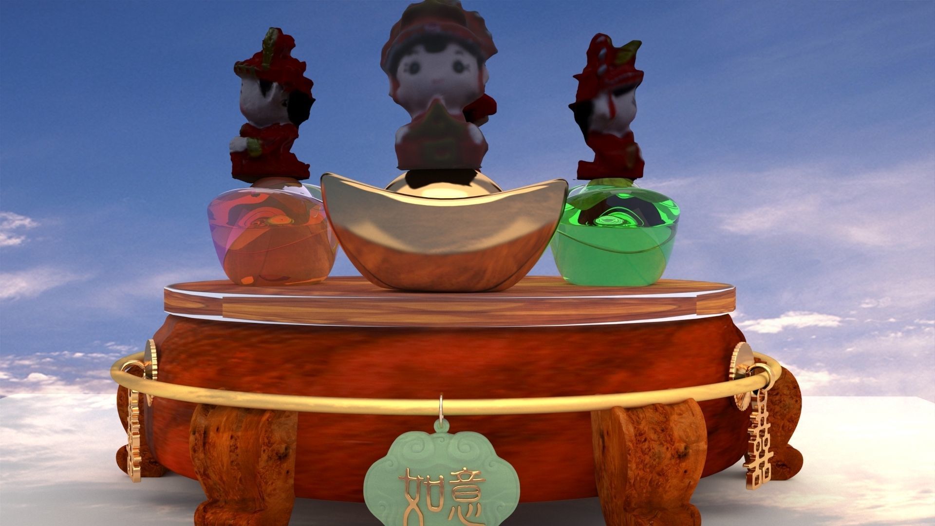 Chinese wedding doll 3D model_2