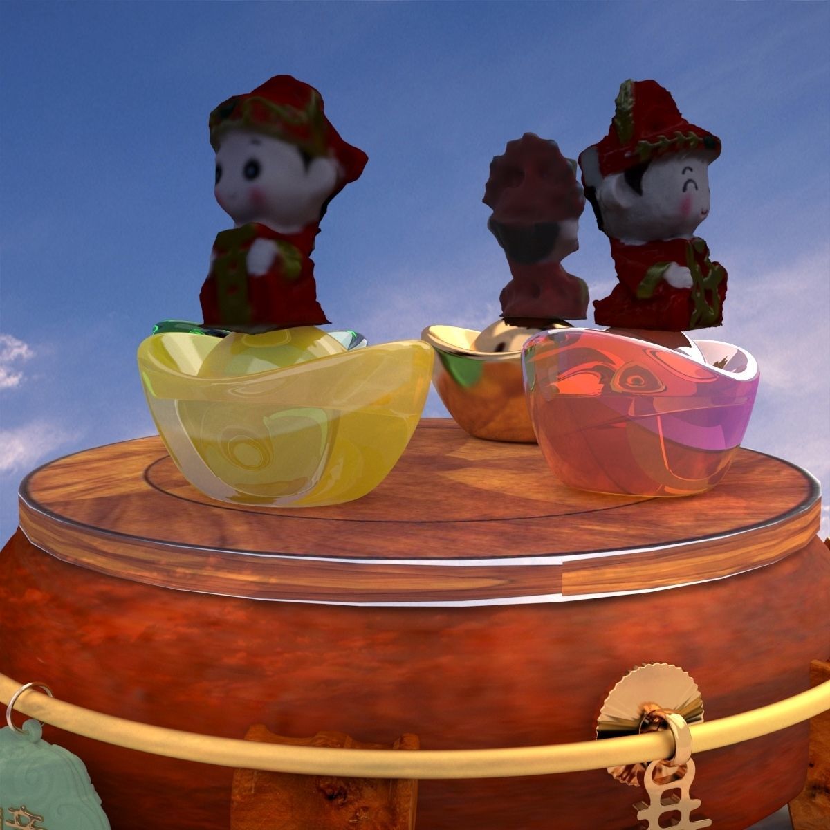 Chinese wedding doll 3D model_5