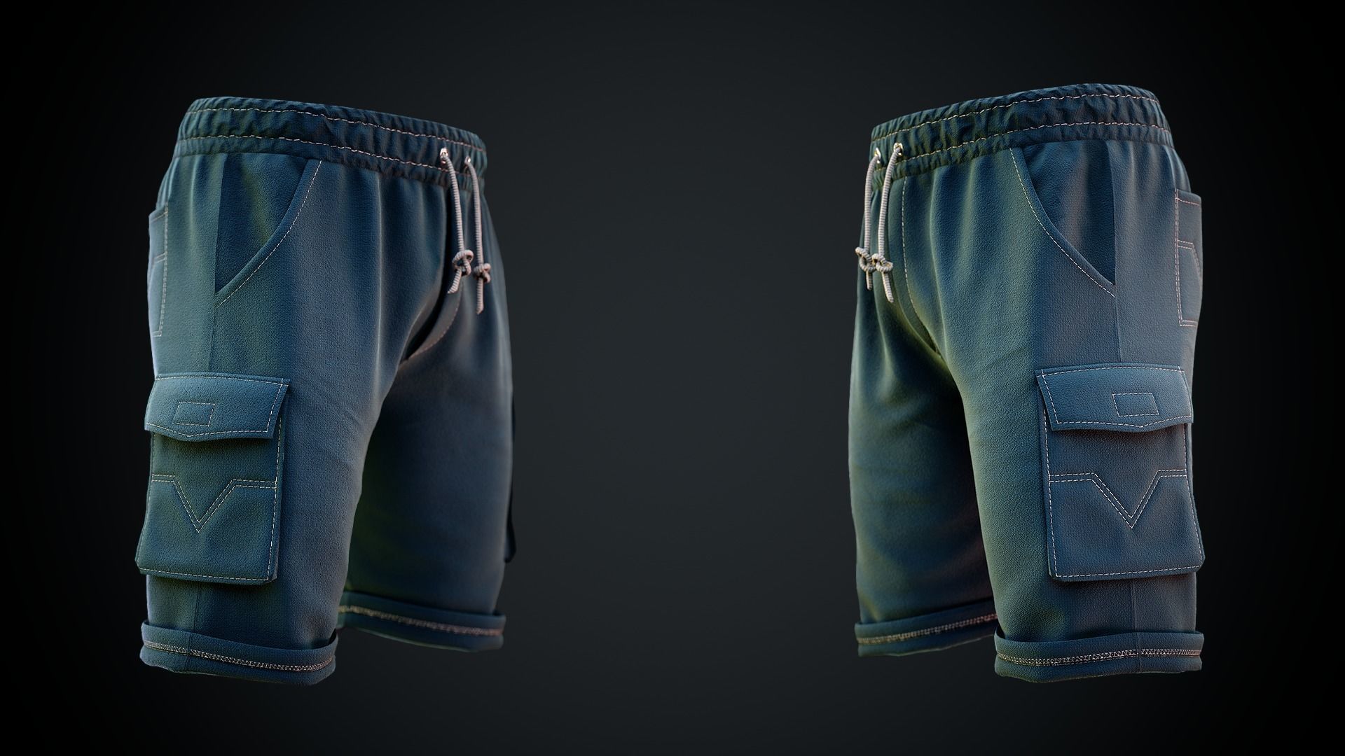 Men Shorts Lowpoly With PBR Textures Low-poly 3D model_4