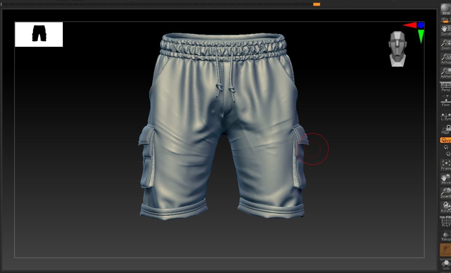 Men Shorts Lowpoly With PBR Textures Low-poly 3D model_7