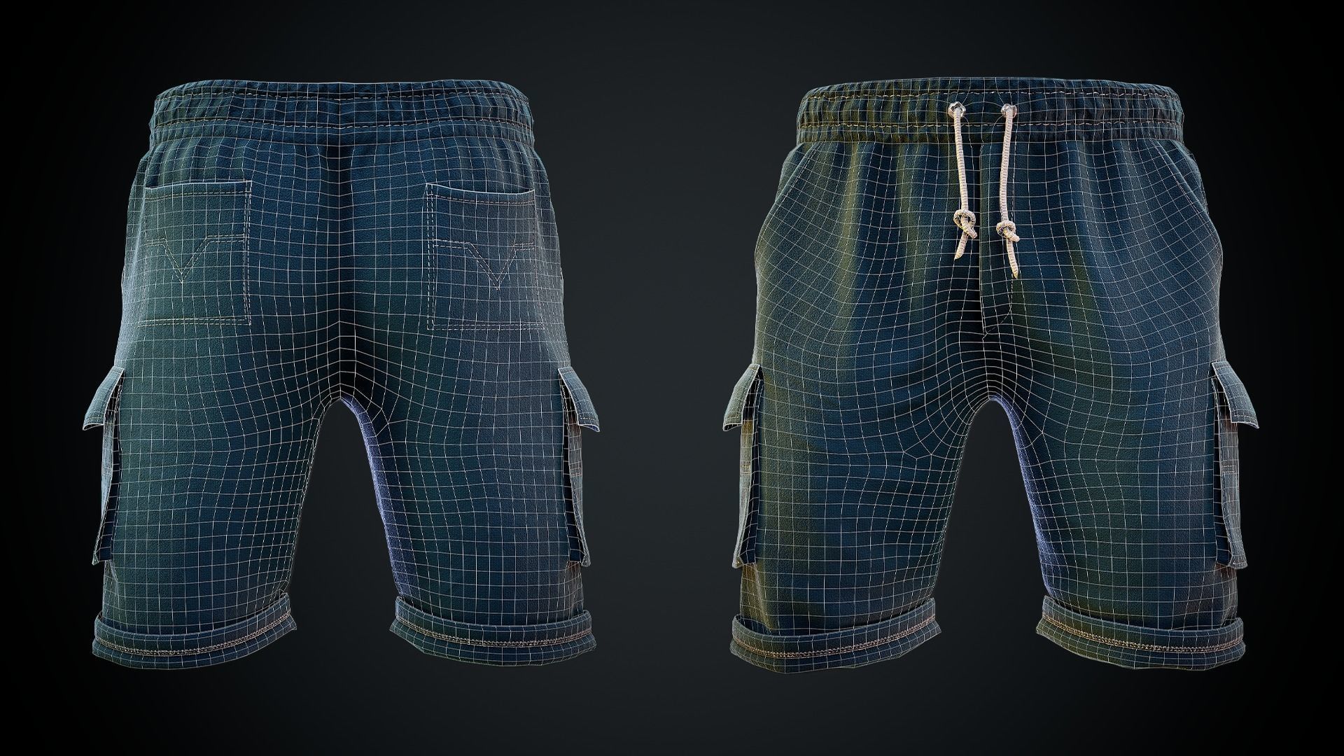 Men Shorts Lowpoly With PBR Textures Low-poly 3D model_3