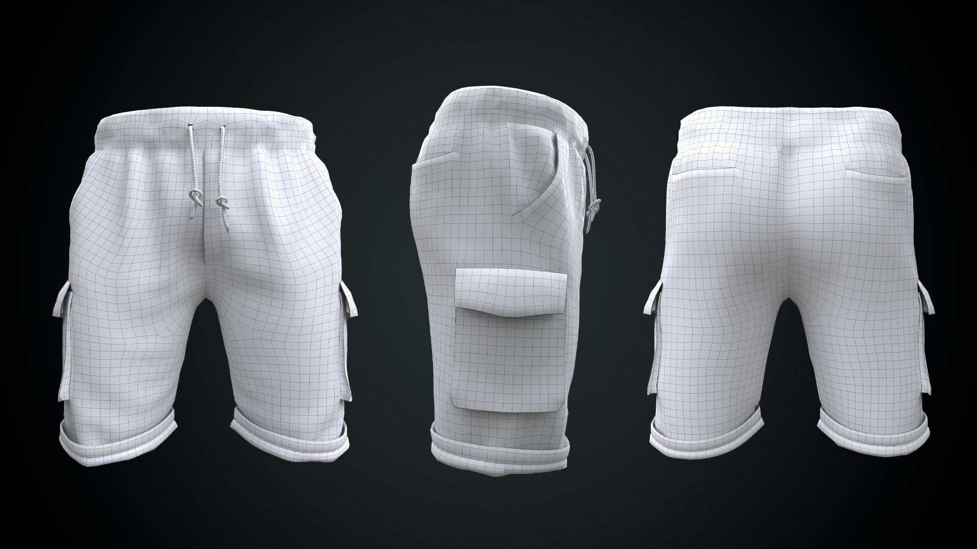 Men Shorts Lowpoly With PBR Textures Low-poly 3D model_6
