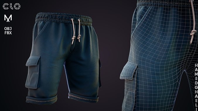 Men Shorts Lowpoly With PBR Textures Low-poly 3D model