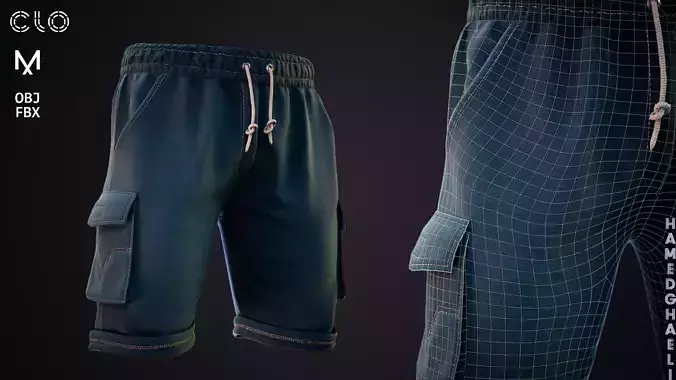 Men Shorts Lowpoly With PBR Textures Low-poly 3D model
