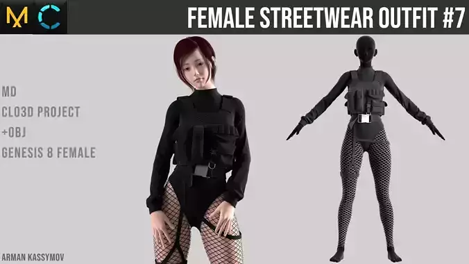 Female Streetwear Outfit 7 Marvelous Designer 3D model