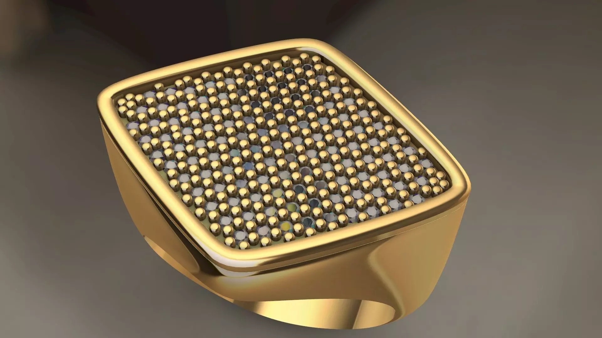 rhombus signet pave ring stl verified 3D print model