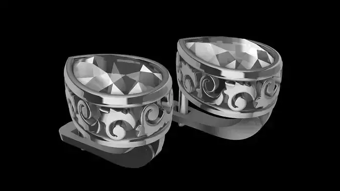 Pear Ornament ear studs 3d Model