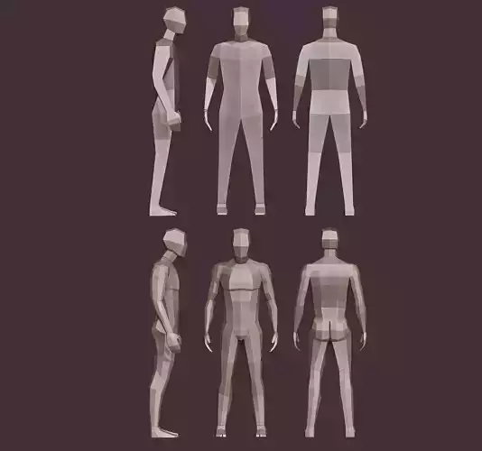 low poly human different mannequins Free low-poly 3D model