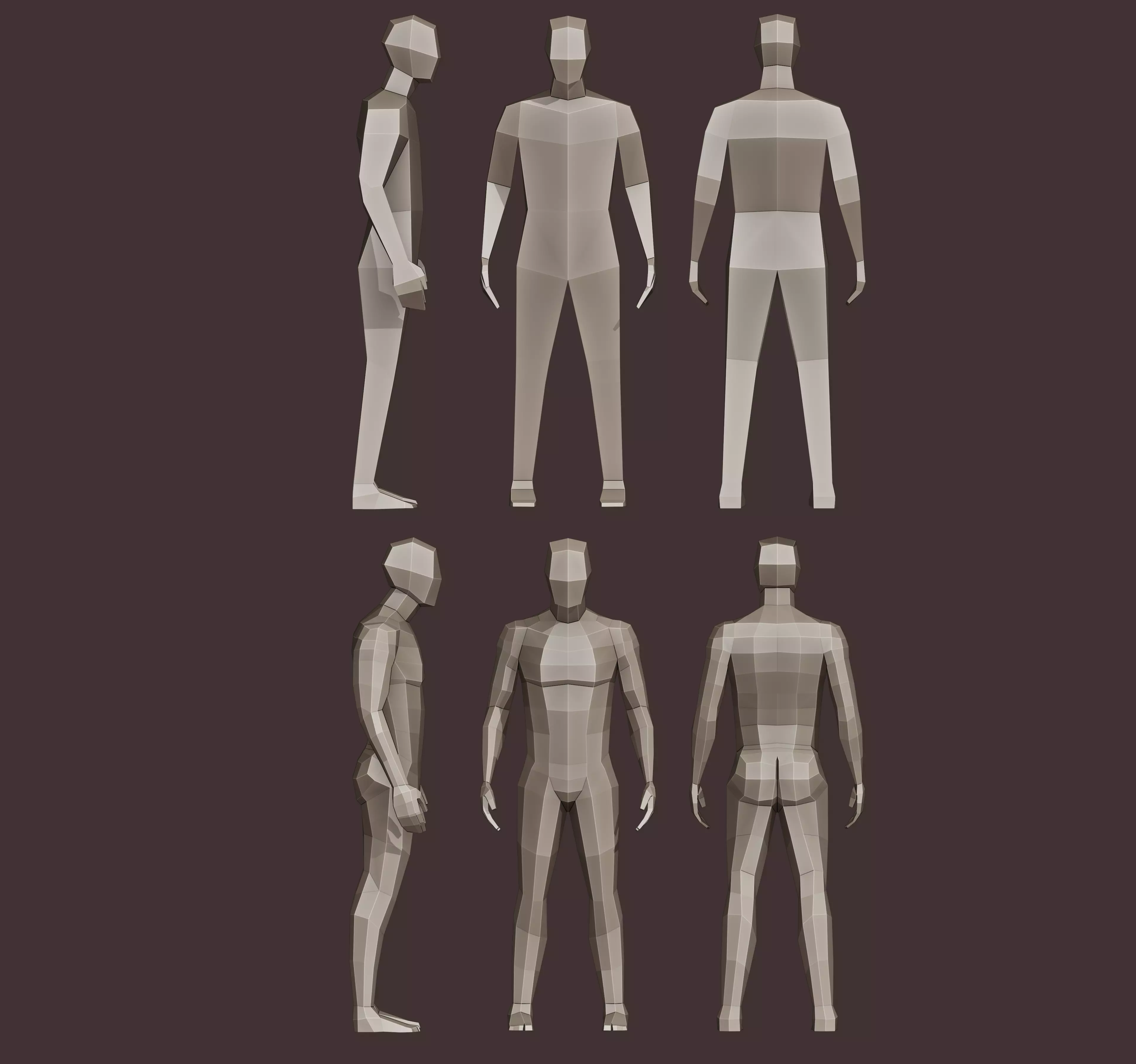 low poly human different mannequins Free low-poly 3D model_0
