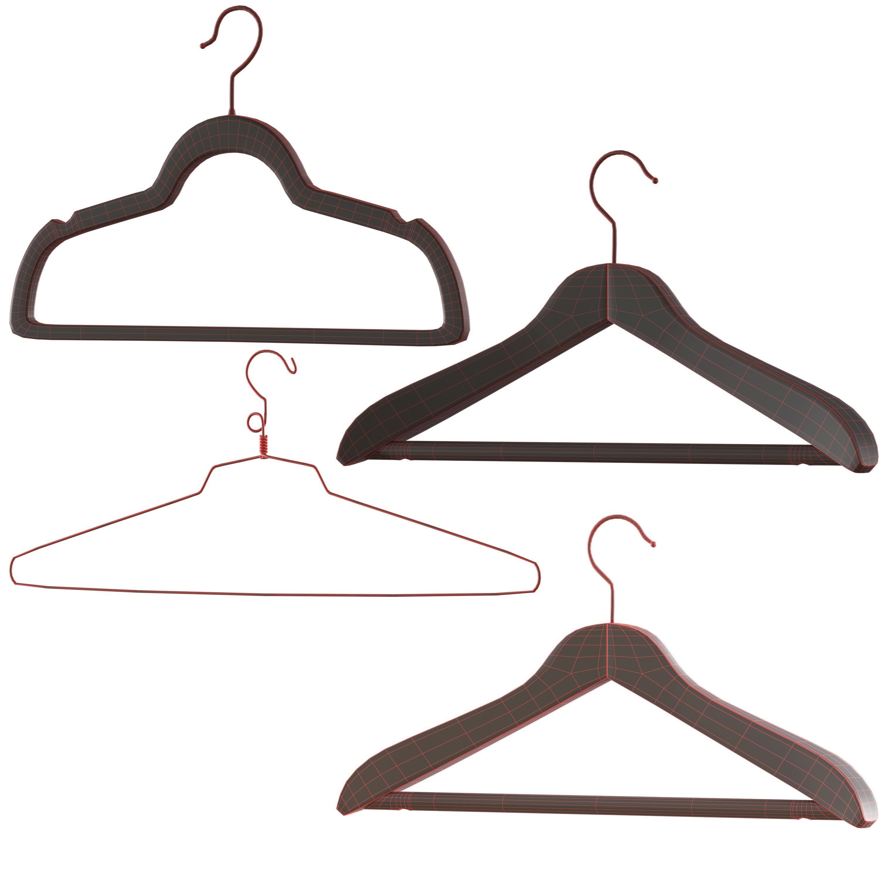 Hanger set for clothes PBR low poly 4k Low-poly 3D model_2