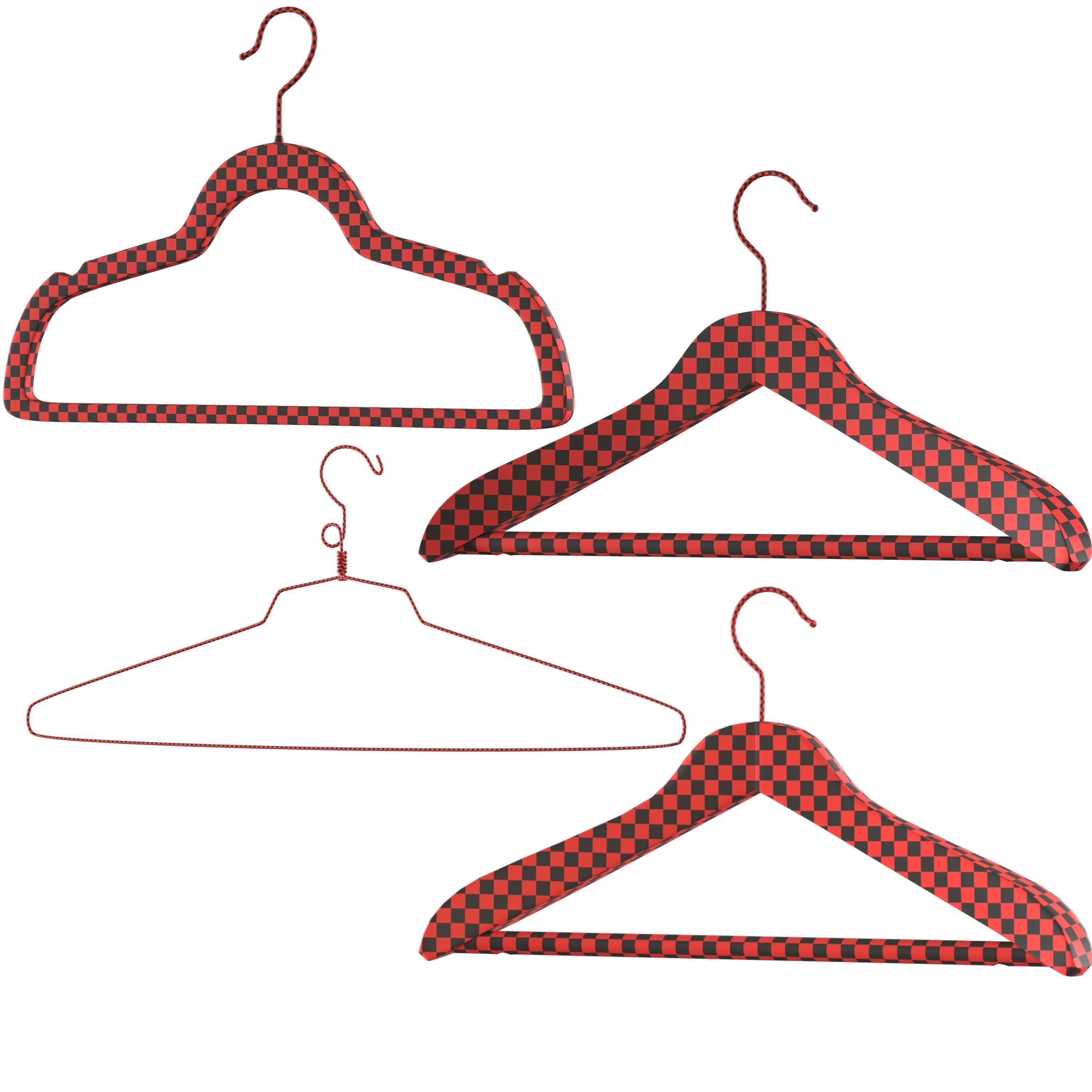 Hanger set for clothes PBR low poly 4k Low-poly 3D model_1