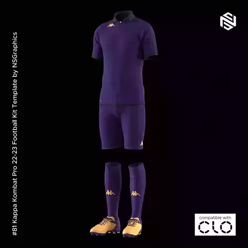 Kappa Kombat Pro 22-23 Football Kit for CLO3D-Marvelous Designer