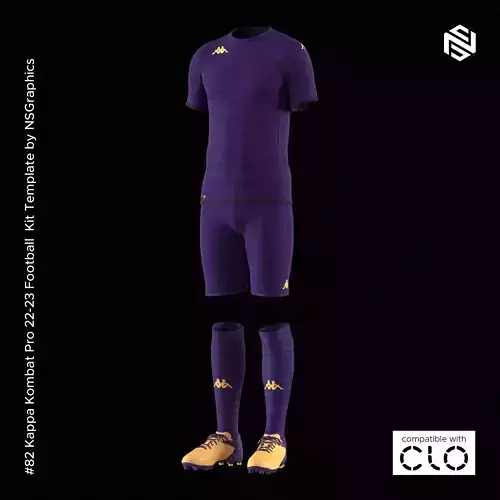 Kappa Kombat Pro 22-23 Football Kit for CLO3D-Marvelous Designer