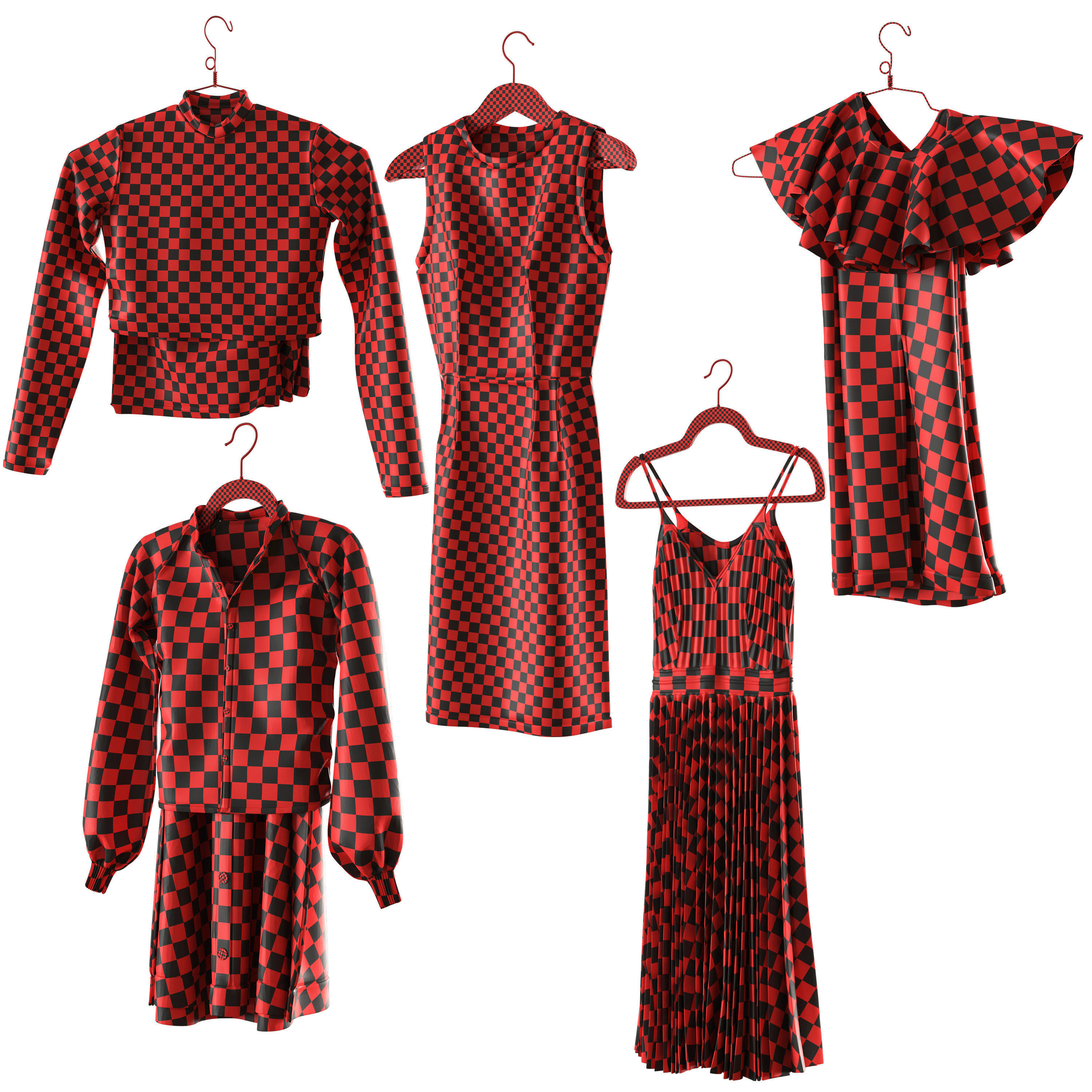 set of clothes on hanger PBR low poly 4k Low-poly 3D model_4