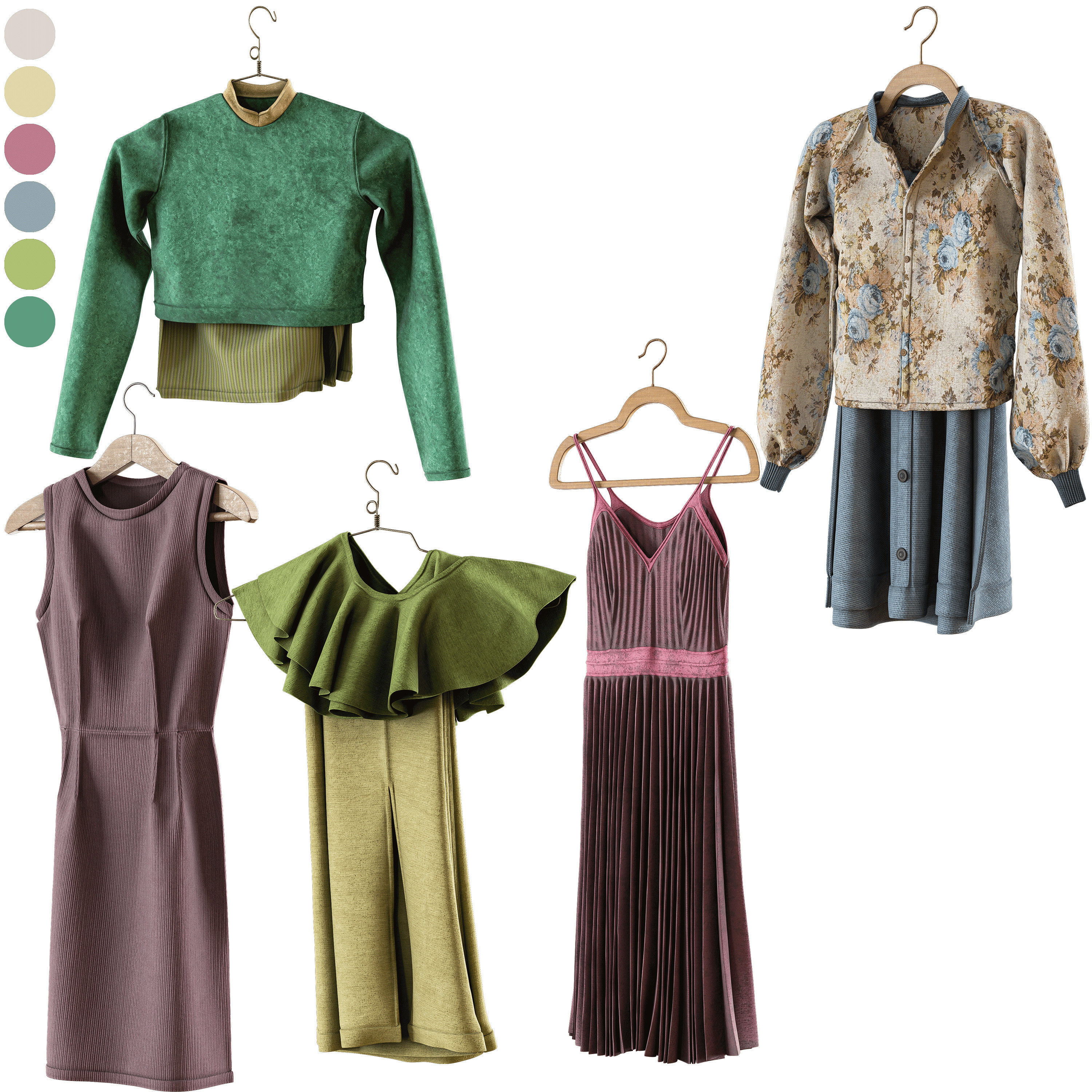 set of clothes on hanger PBR low poly 4k Low-poly 3D model_1