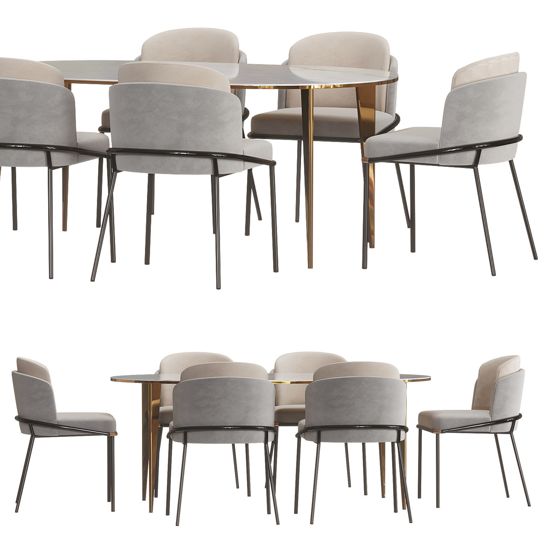 Minotti fil noir dining table 2 3D model_2