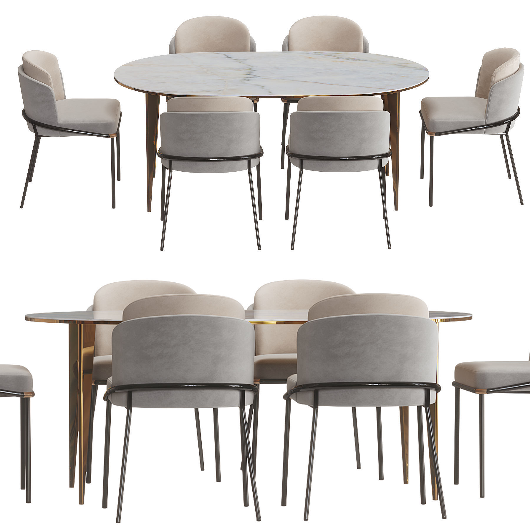 Minotti fil noir dining table 2 3D model_3