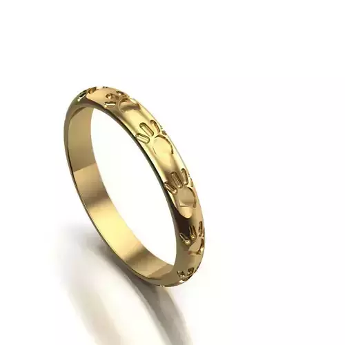 Footprint gold paw wedding ring