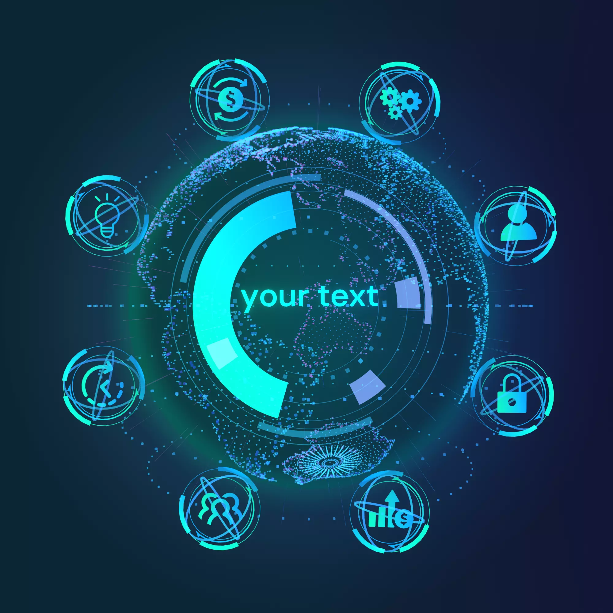 Animated Hologram Planet Earth Sci-Fi HUD Low-poly 3D model_0