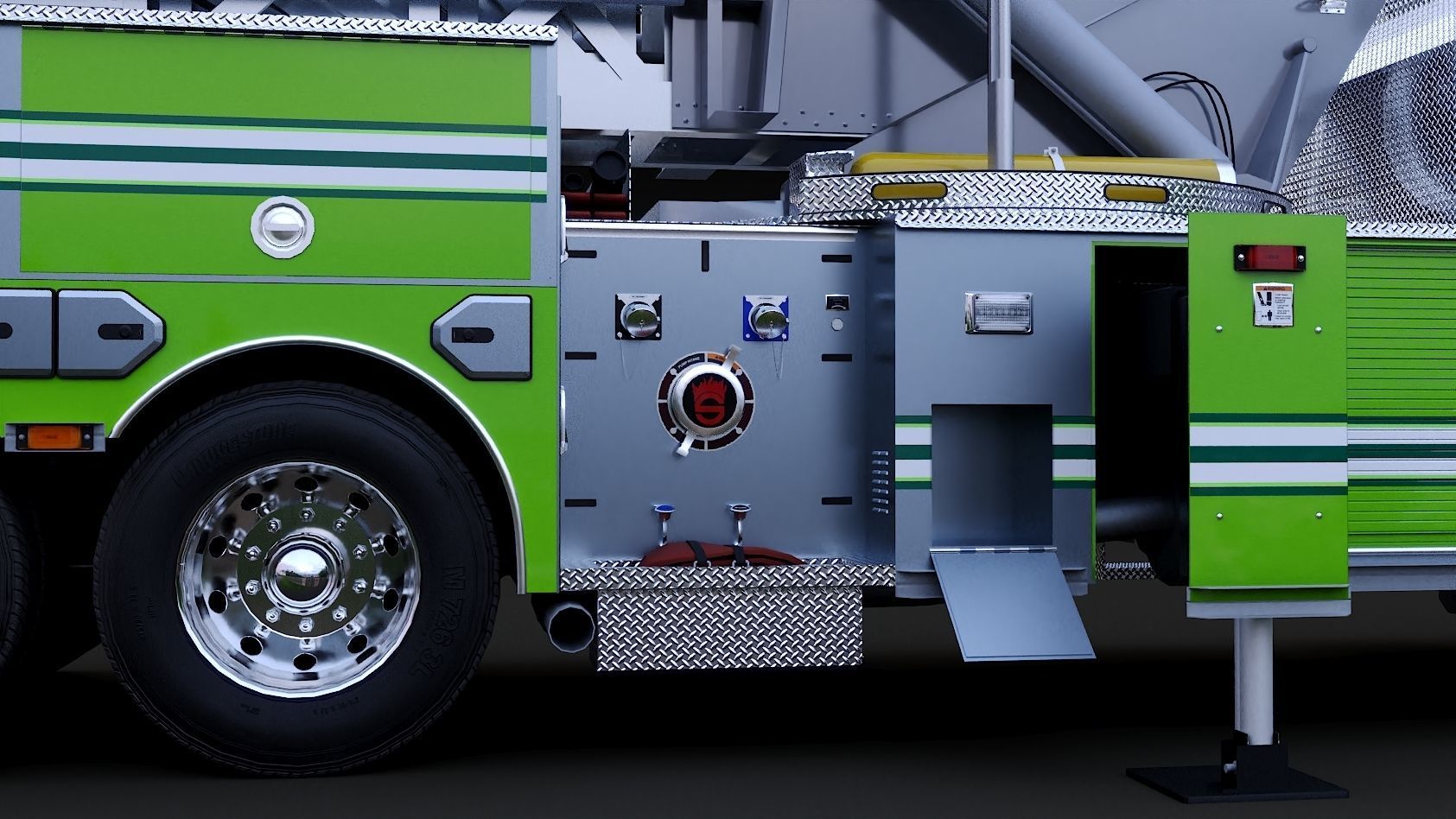 Fire Truck Aerial Platform Miame Dade Low-poly 3D model_17