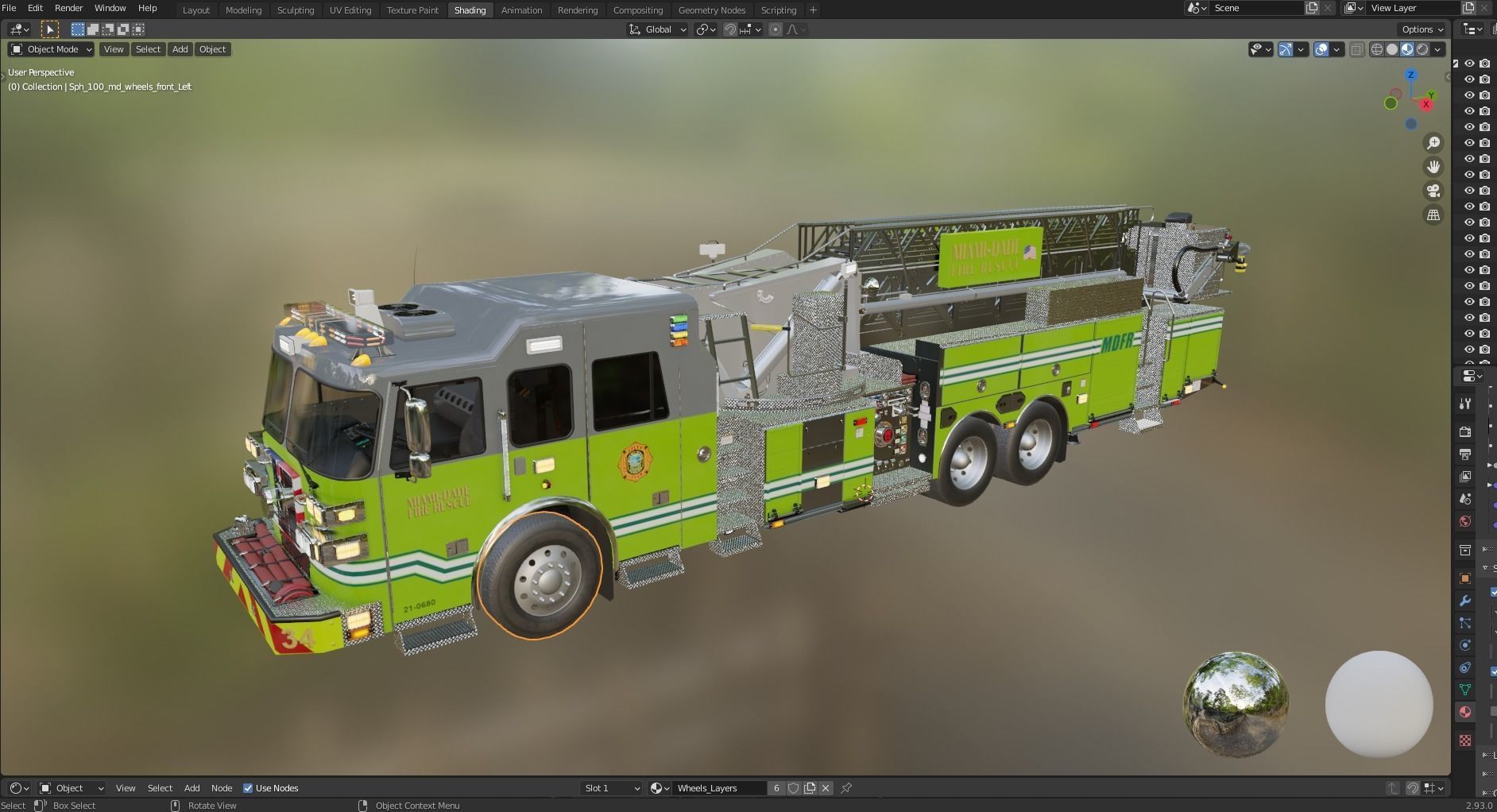 Fire Truck Aerial Platform Miame Dade Low-poly 3D model_57