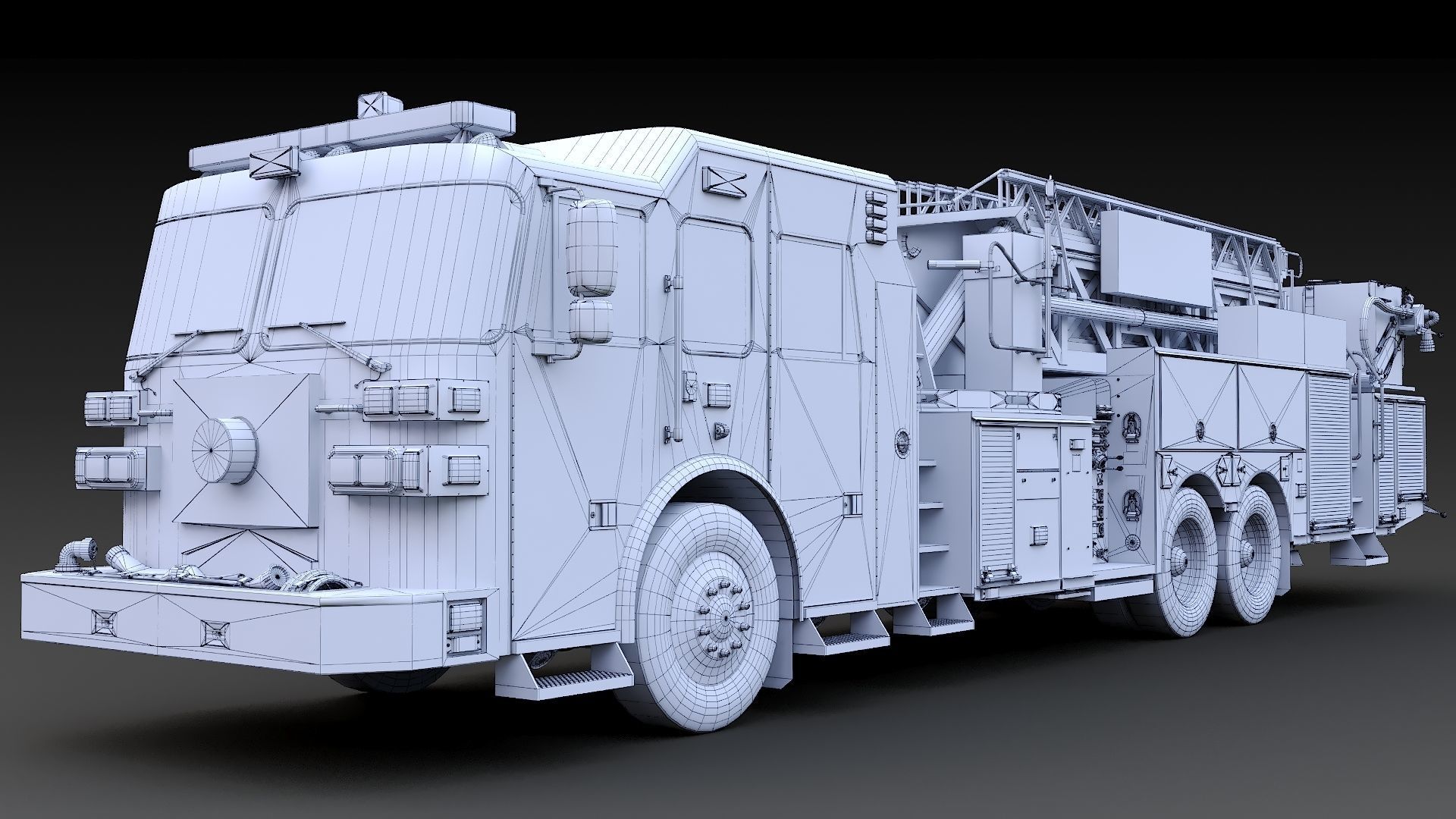 Fire Truck Aerial Platform Miame Dade Low-poly 3D model_44