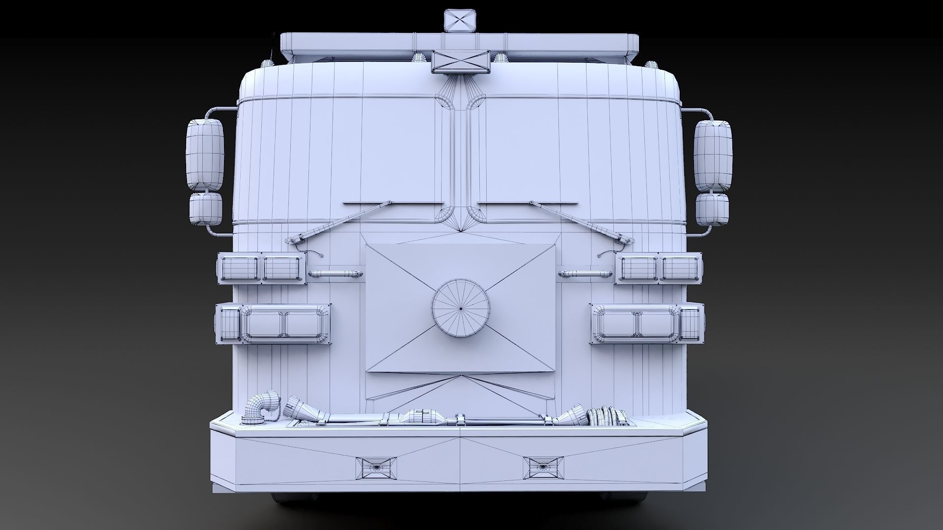 Fire Truck Aerial Platform Miame Dade Low-poly 3D model_45