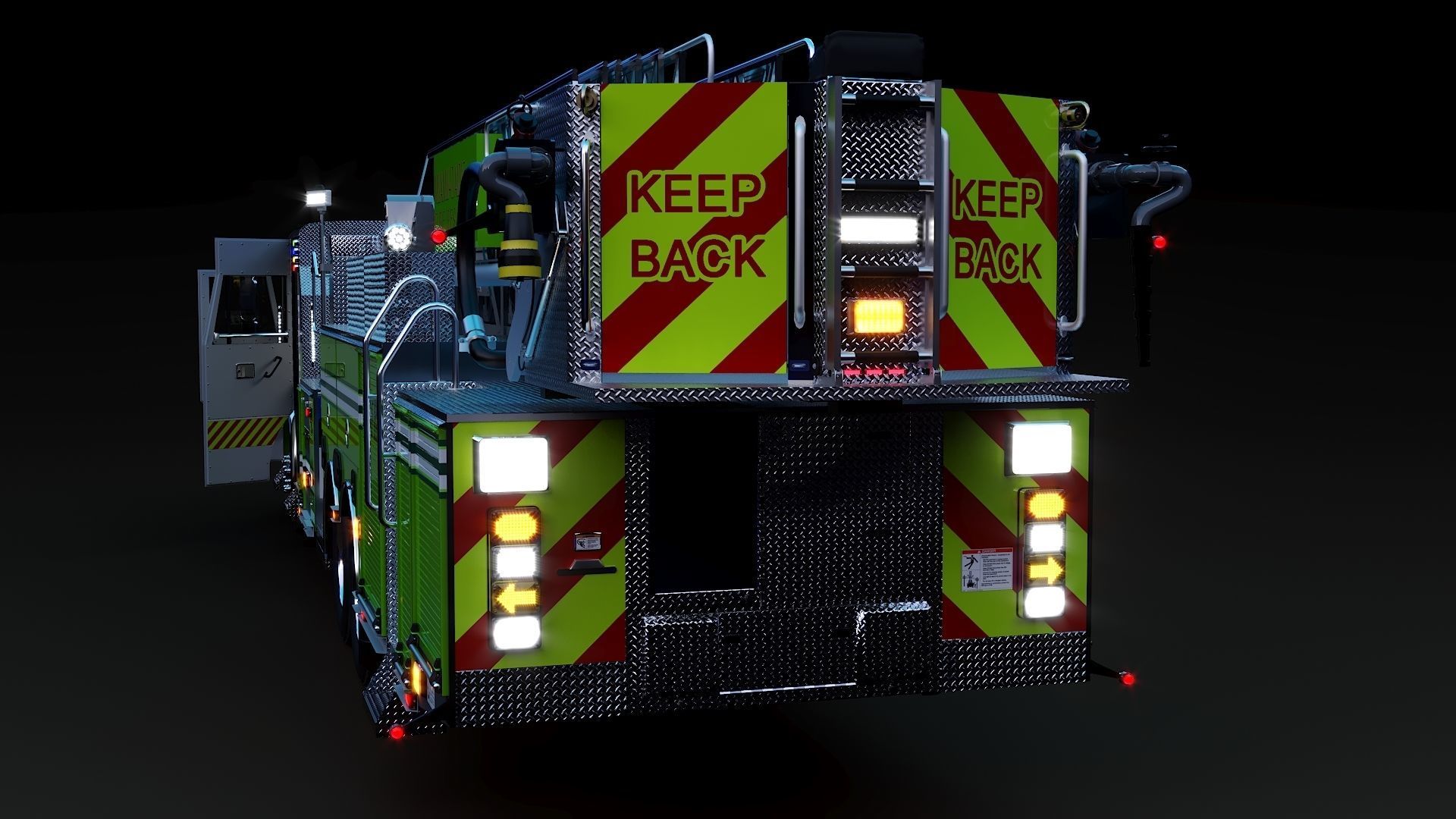 Fire Truck Aerial Platform Miame Dade Low-poly 3D model_29