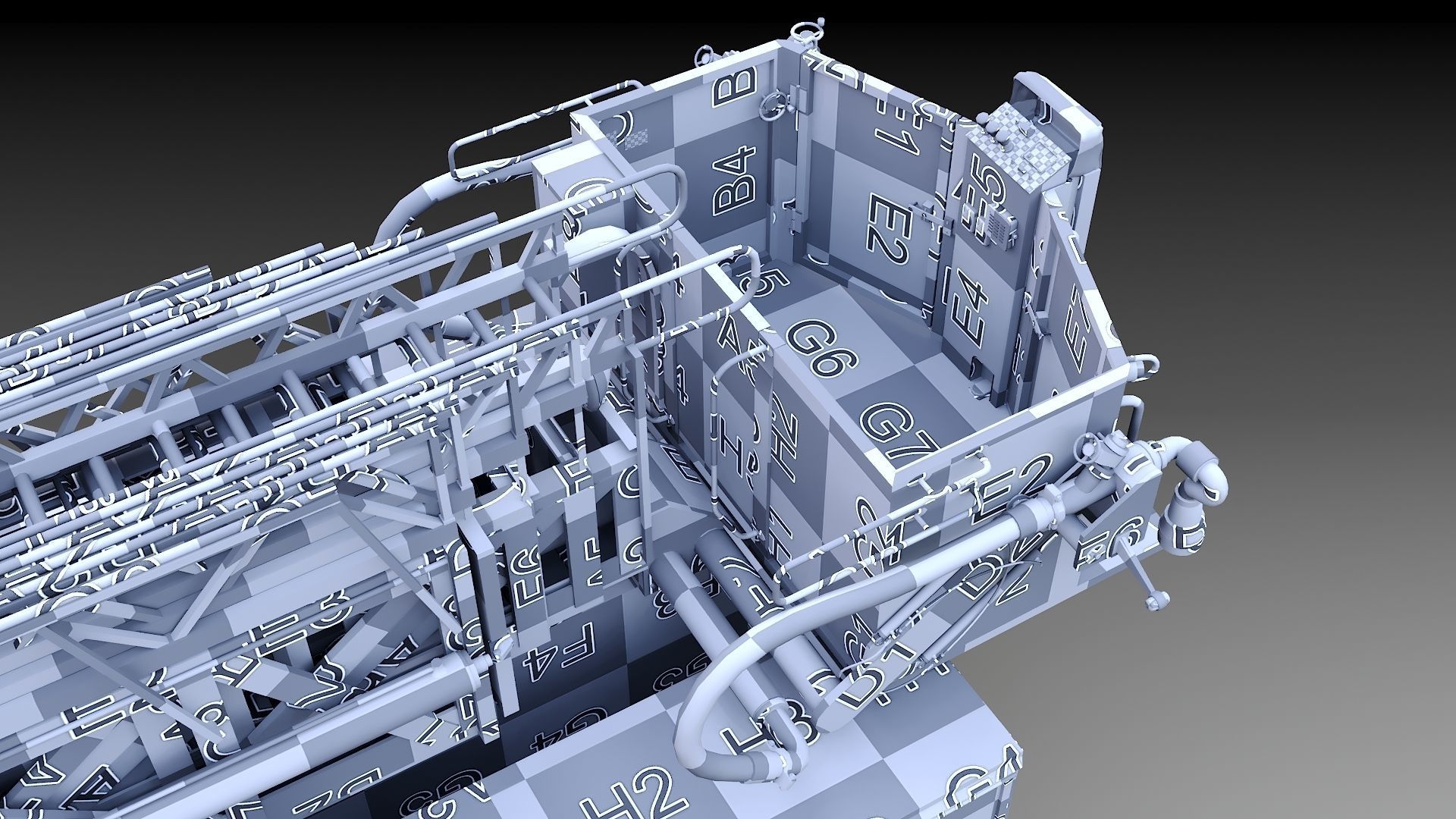 Fire Truck Aerial Platform Miame Dade Low-poly 3D model_40