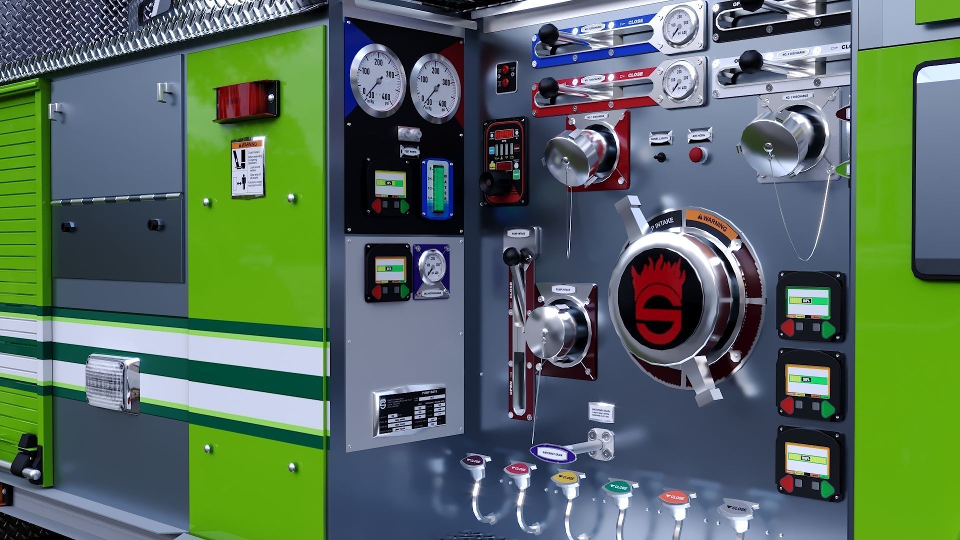 Fire Truck Aerial Platform Miame Dade Low-poly 3D model_15