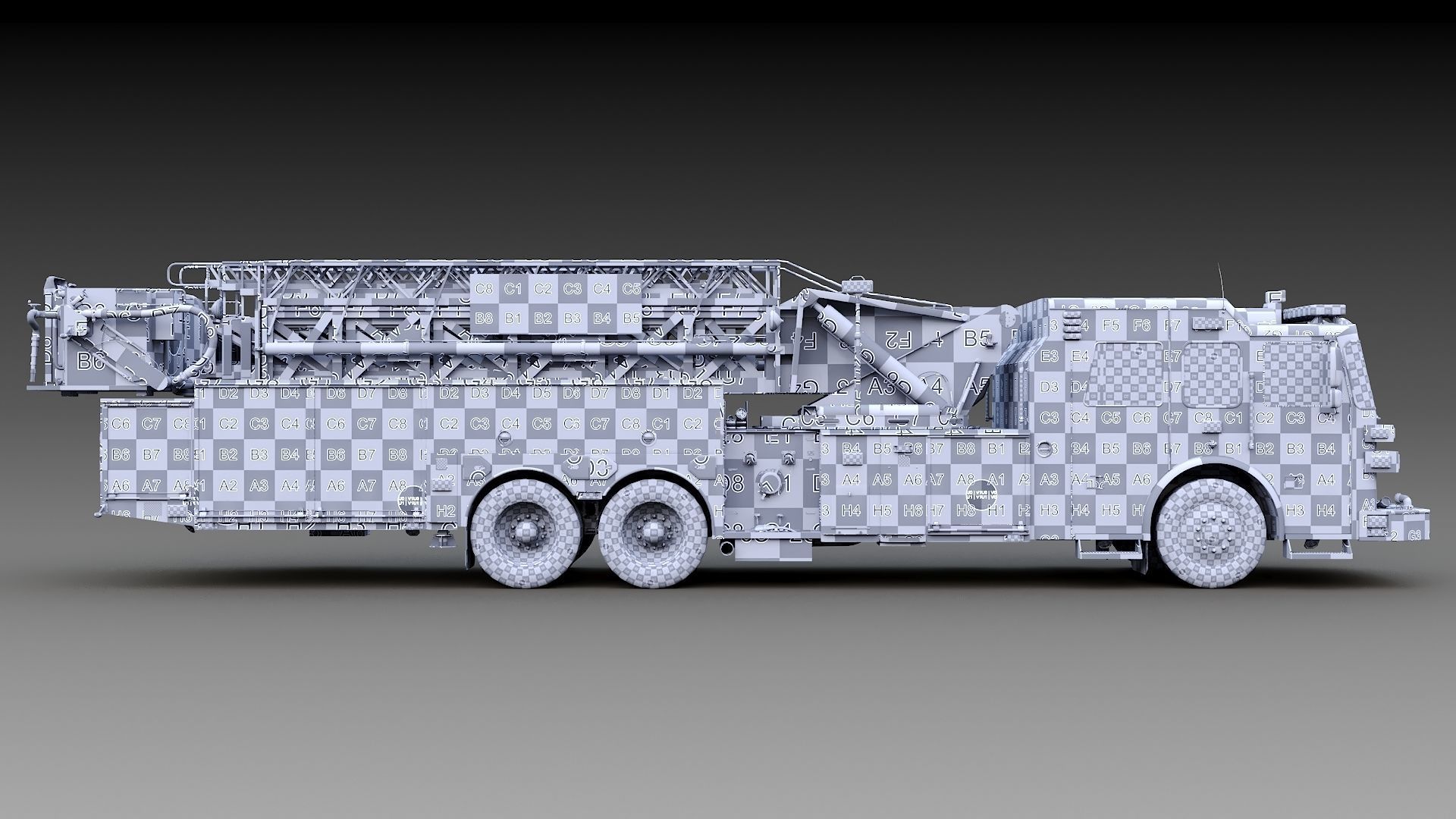 Fire Truck Aerial Platform Miame Dade Low-poly 3D model_37